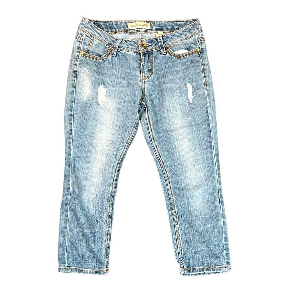 Paris Blues Distressed Cropped Denim Blue Jeans 3